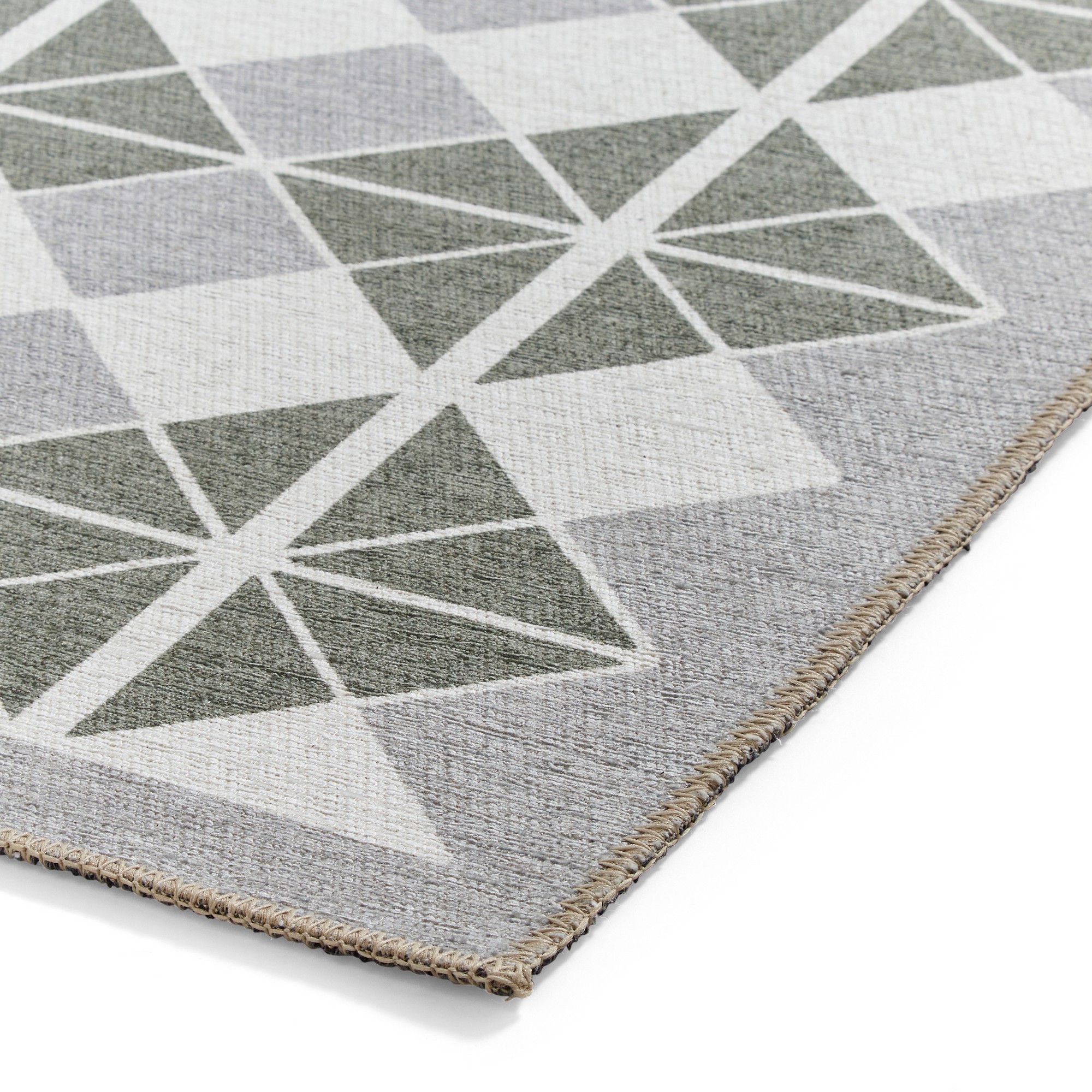 Victoria H1184 Modern Geometric Washable Rugs In Grey Green